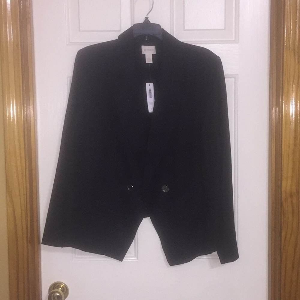 Chico’s black blazer size 2 = 10-12. NWT